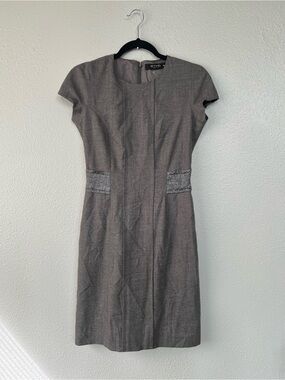 Etro Corporate Chic Wool Blend Gray Cap-Sleeve Sheath Dress